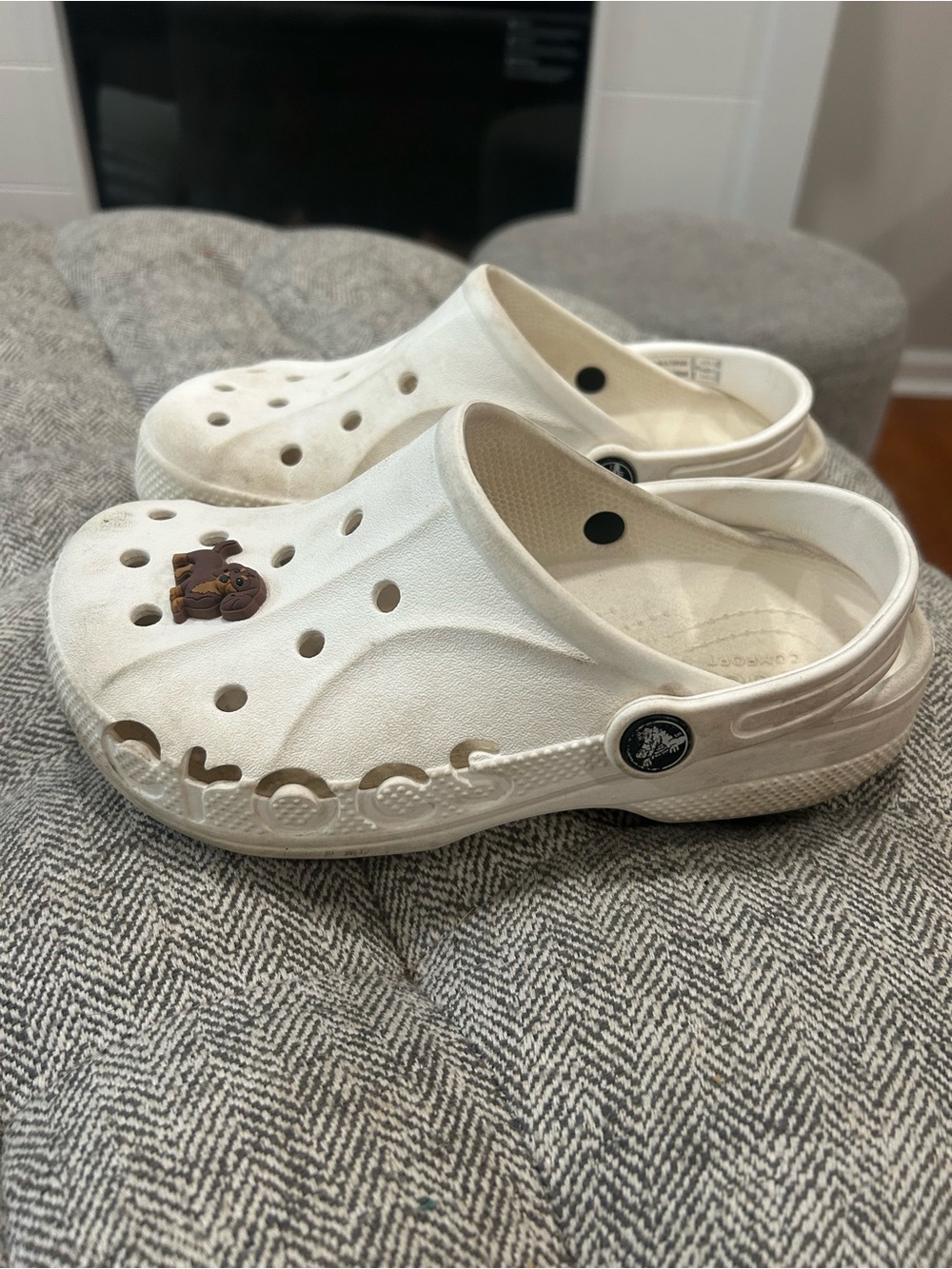 Big Girls Size 3 white crocs